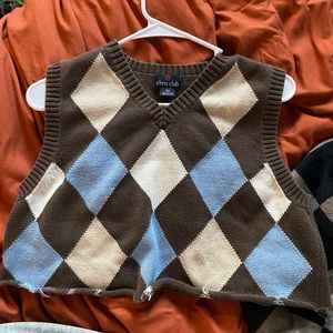 argyle cropped vest, size s